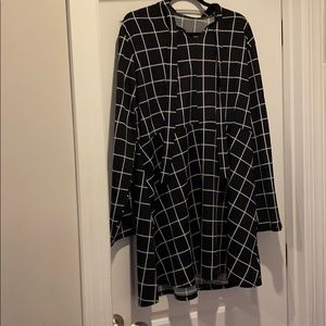 Black striped dress that comes above the knee